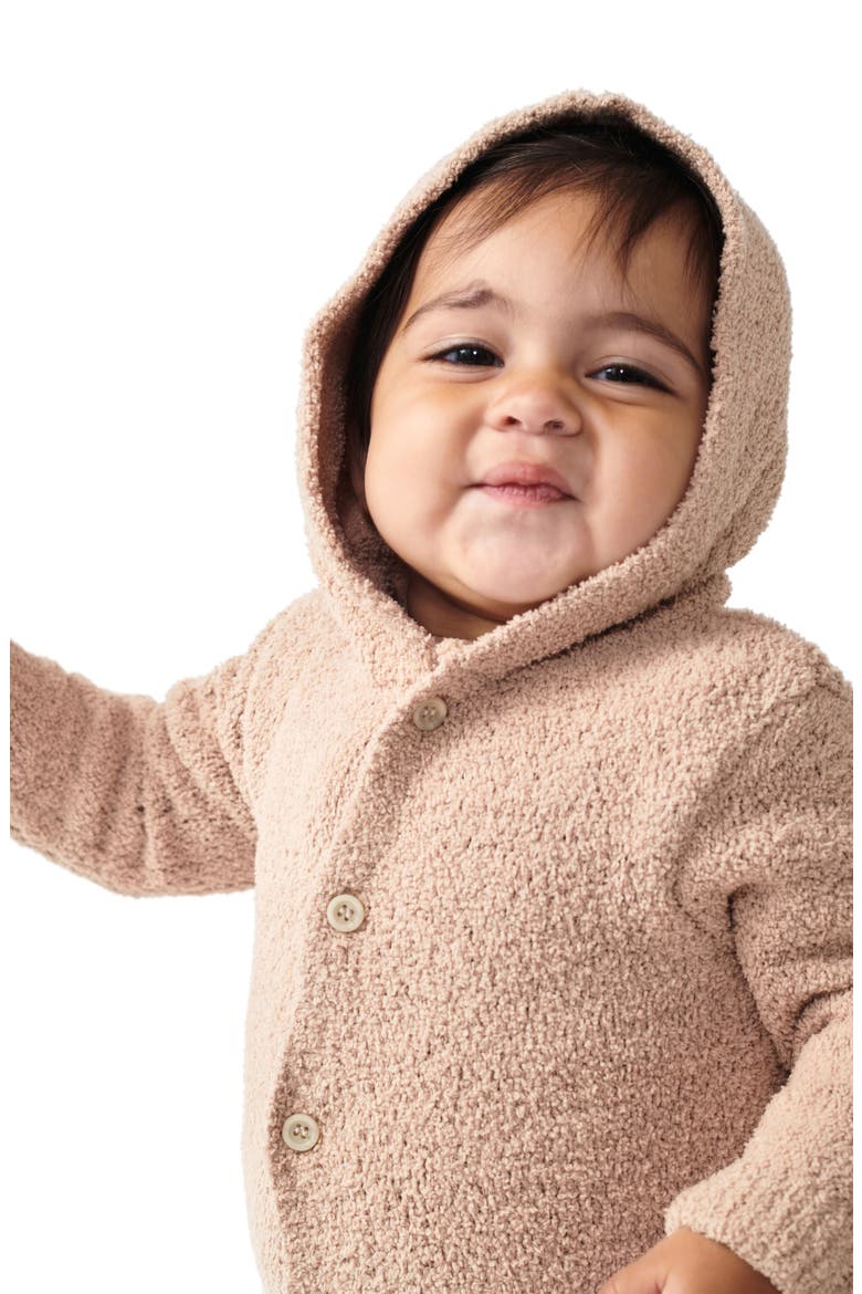 Fuzzy Hooded Cardigan, Alternate, color, PECAN
