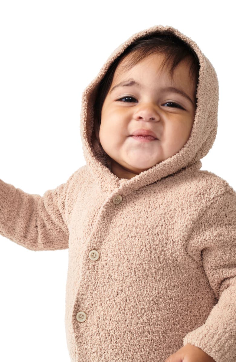 7 A.M. Enfant Fuzzy Hooded Cardigan, Alternate, color, Pecan