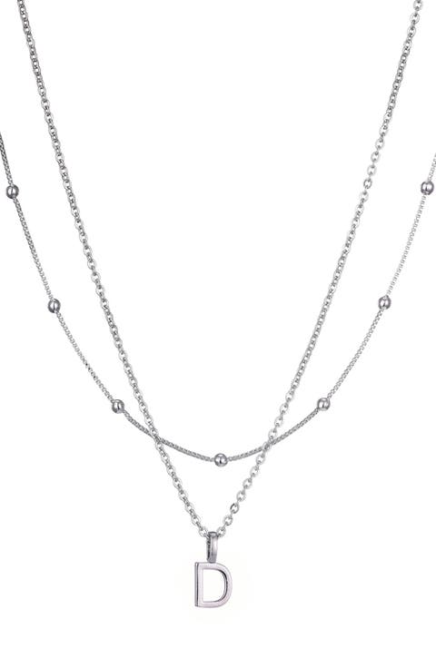 Initial Pendant Layered Chain Necklace