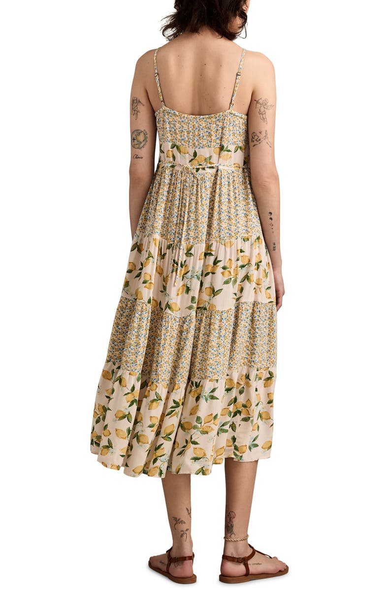Lucky Brand Mix Print Tiered Midi Dress, Alternate, color, 