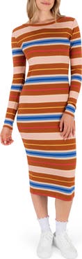 Hurley Just A Girl Long Sleeve Knit Midi Dress