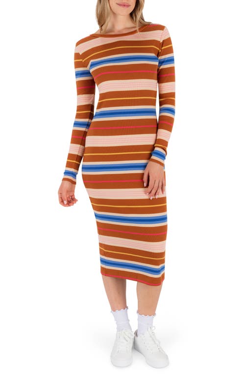 Hurley Just A Girl Long Sleeve Knit Midi Dress In Multi