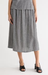 Caslon® Yarn Dye Linen Blend Midi Skirt
