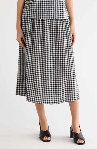 Caslon® Yarn Dye Linen Blend Midi Skirt