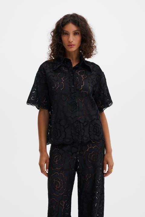 Claudia Short Sleeve Lace Shirt