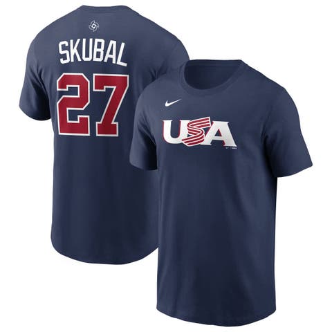 Men's Nike Tarik Skubal Navy USA Baseball 2026 World Baseball Classic Name & Number T-Shirt