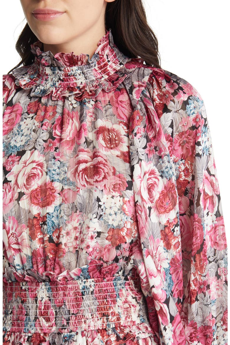 Astrid Floral Long Sleeve Midi Dress, Alternate, color, DORIAN PRINT