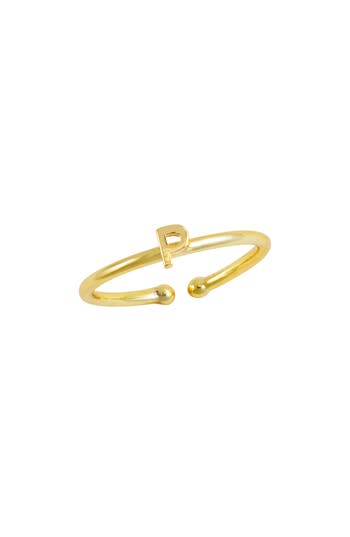 Savvy Cie Jewels 18k Yellow Gold Plated Initial Ring In Gold N