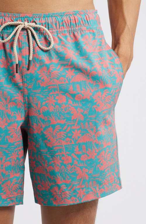 Fair Harbor The Bayberry Palm Print Swim Trunks In Stamped Palms