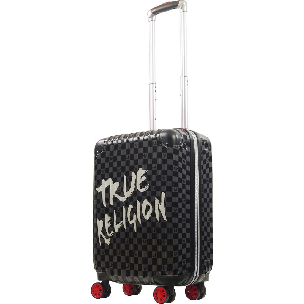 True Religion 22.5" Hardcase Checkered carry-on with big logo. in Black  product
