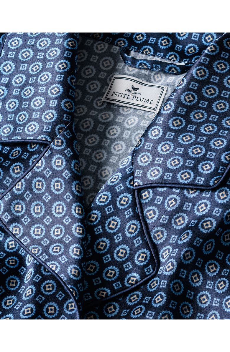 Petite Plume Midnight Silk Robe, Alternate, color, Navy