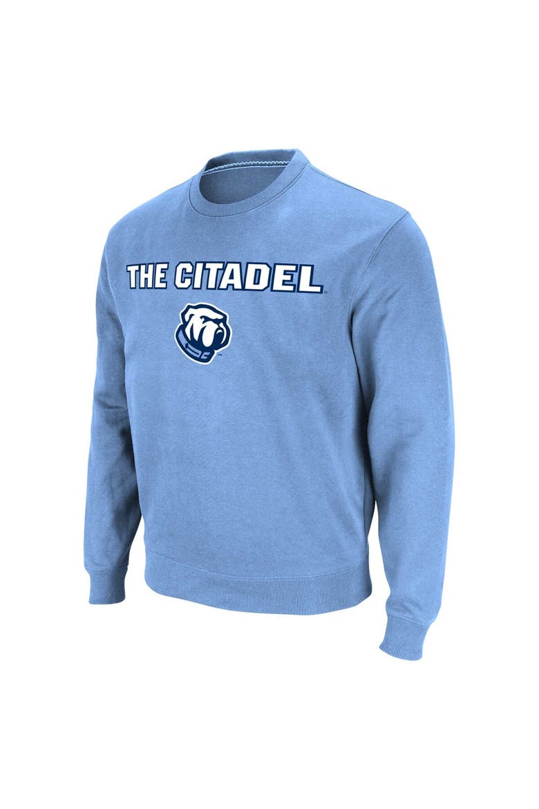 Men's Colosseum Light Blue Citadel Bulldogs Arch & Logo Pullover Sweatshirt, Alternate, color, Light Blue