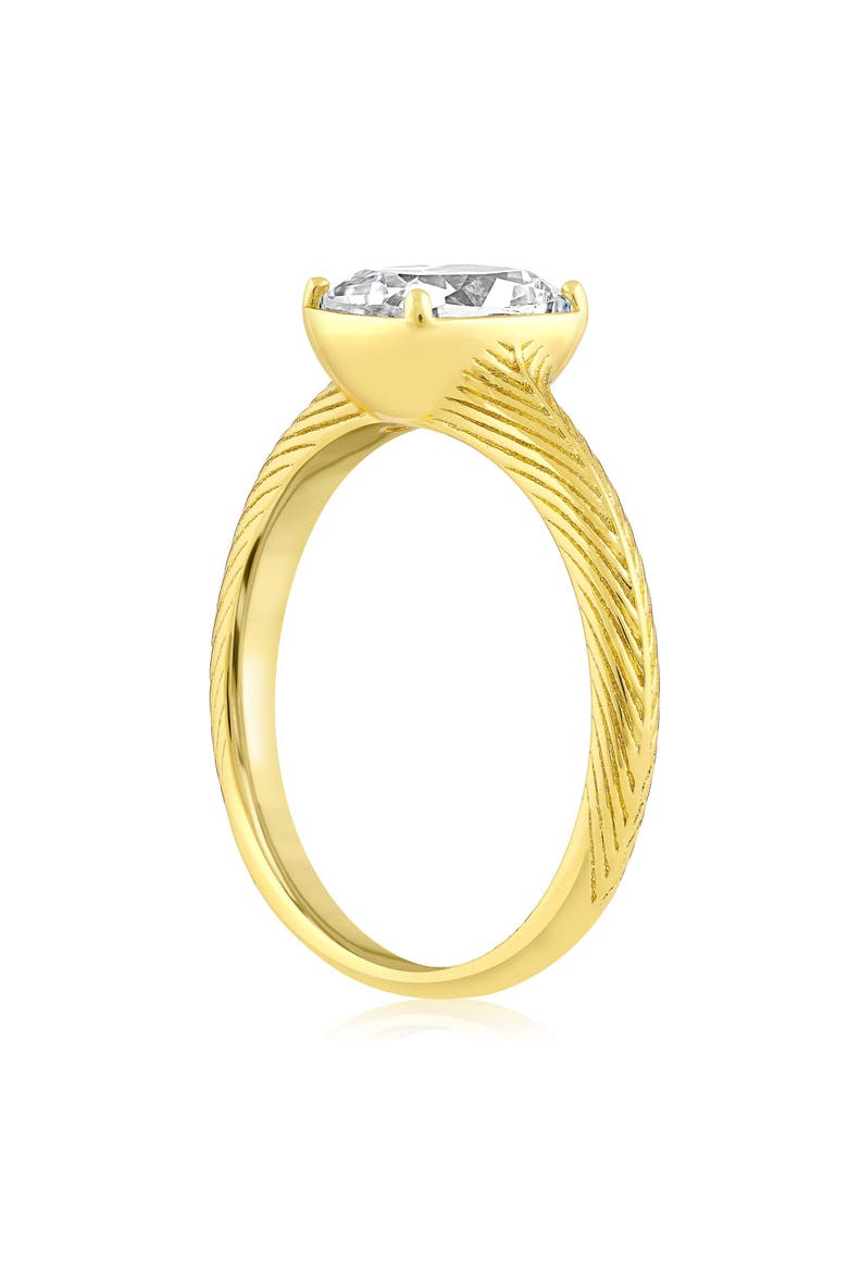 Cubic Zirconia Etched Band Ring, Alternate, color, GOLD