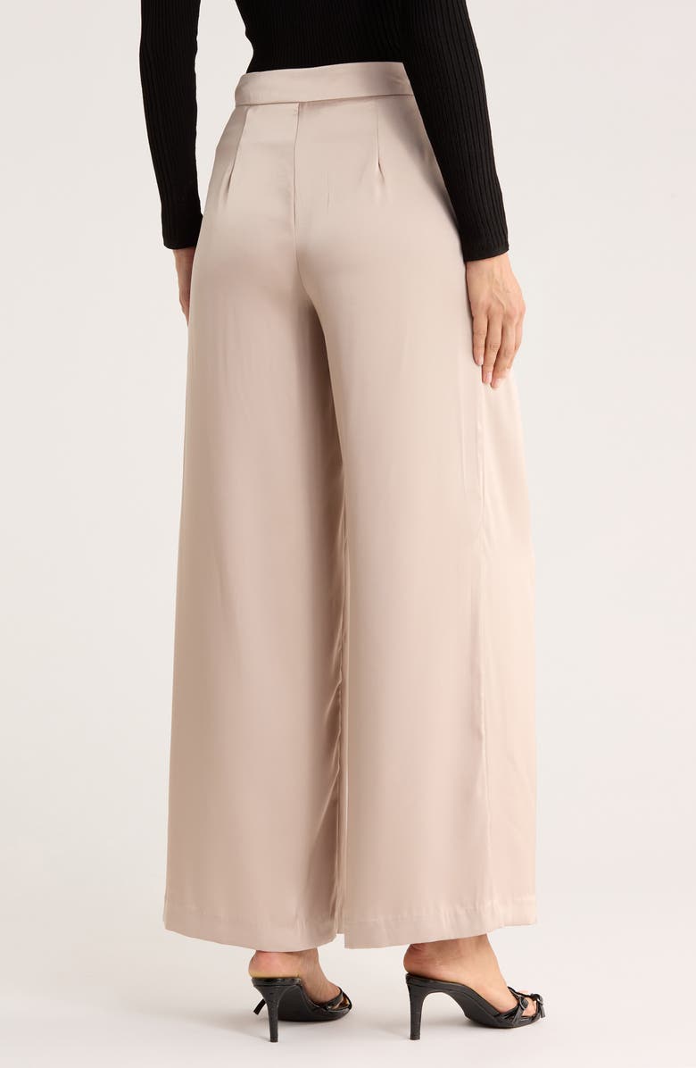 JASON WU Pleated Wide Leg Satin Pants, Alternate, color, Taupe