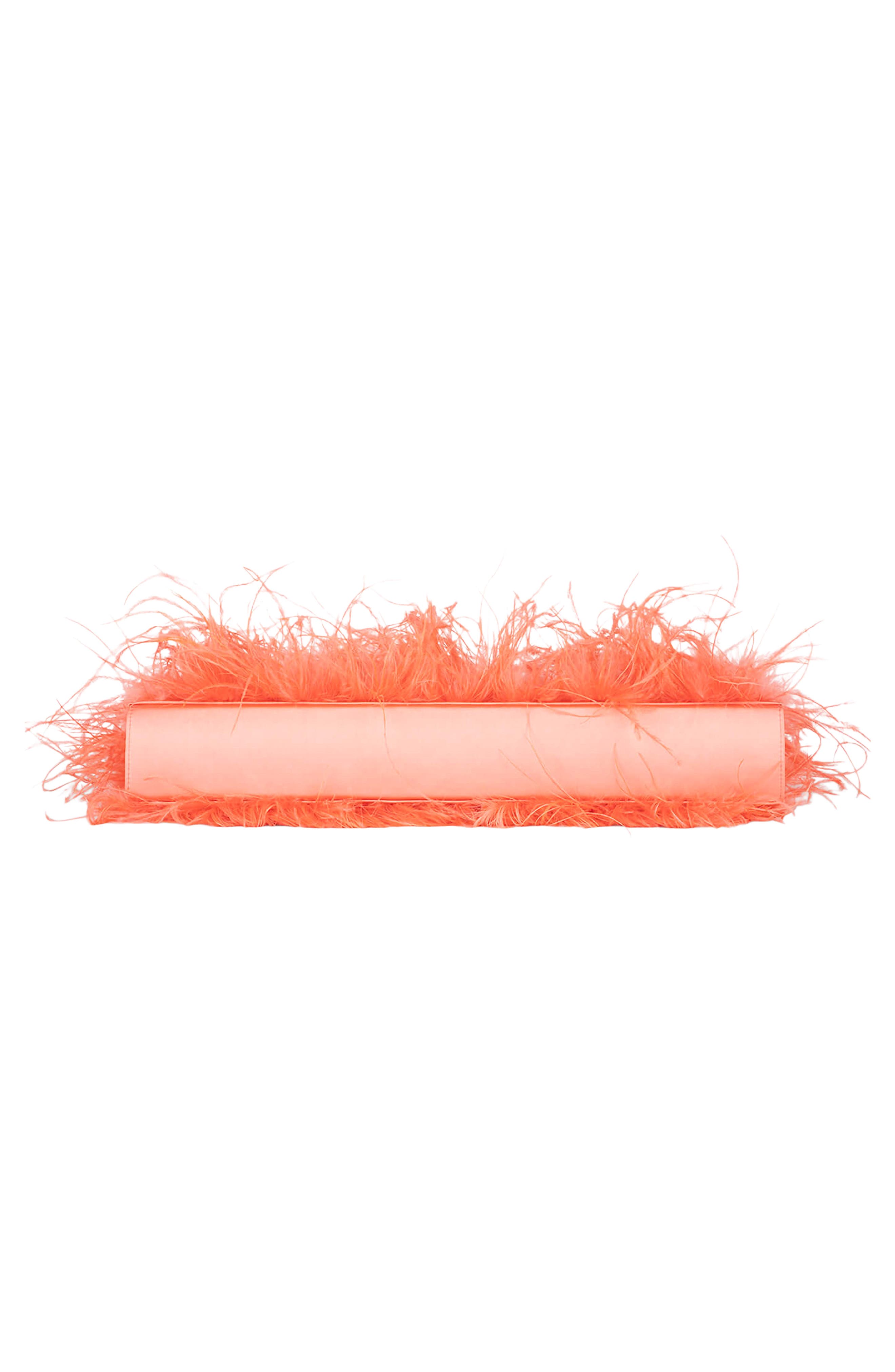 Jeffrey Campbell Animal Feather Clutch, Alternate, color, Coral Combo
