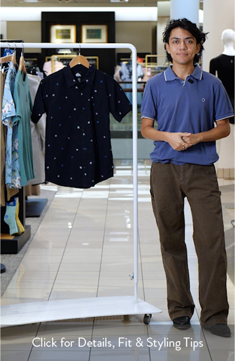 Kids' Apero Classics Print Short Sleeve Cotton Button-Up Shirt, sales video thumbnail