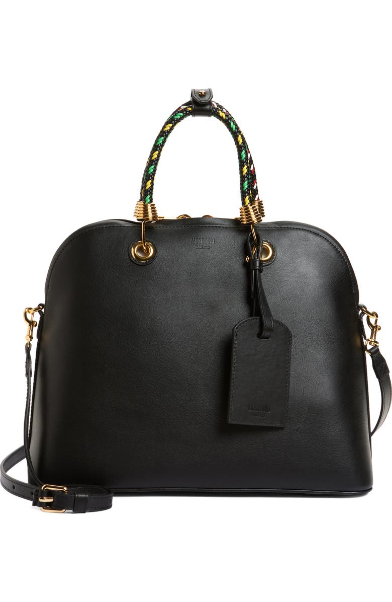 Moschino Braided Cord Leather Handbag, Main, color,