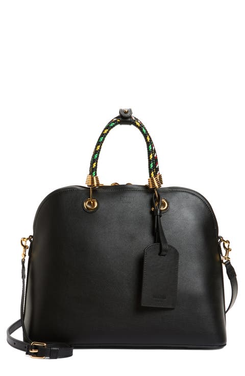 Braided Cord Leather Handbag