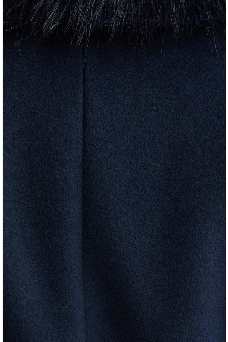 Belted Longline Coat with Faux Fur Collar, Alternate, color, MIDNIGHT