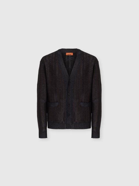 Wool And Viscose-blend Cardigan With Greek Key Motif