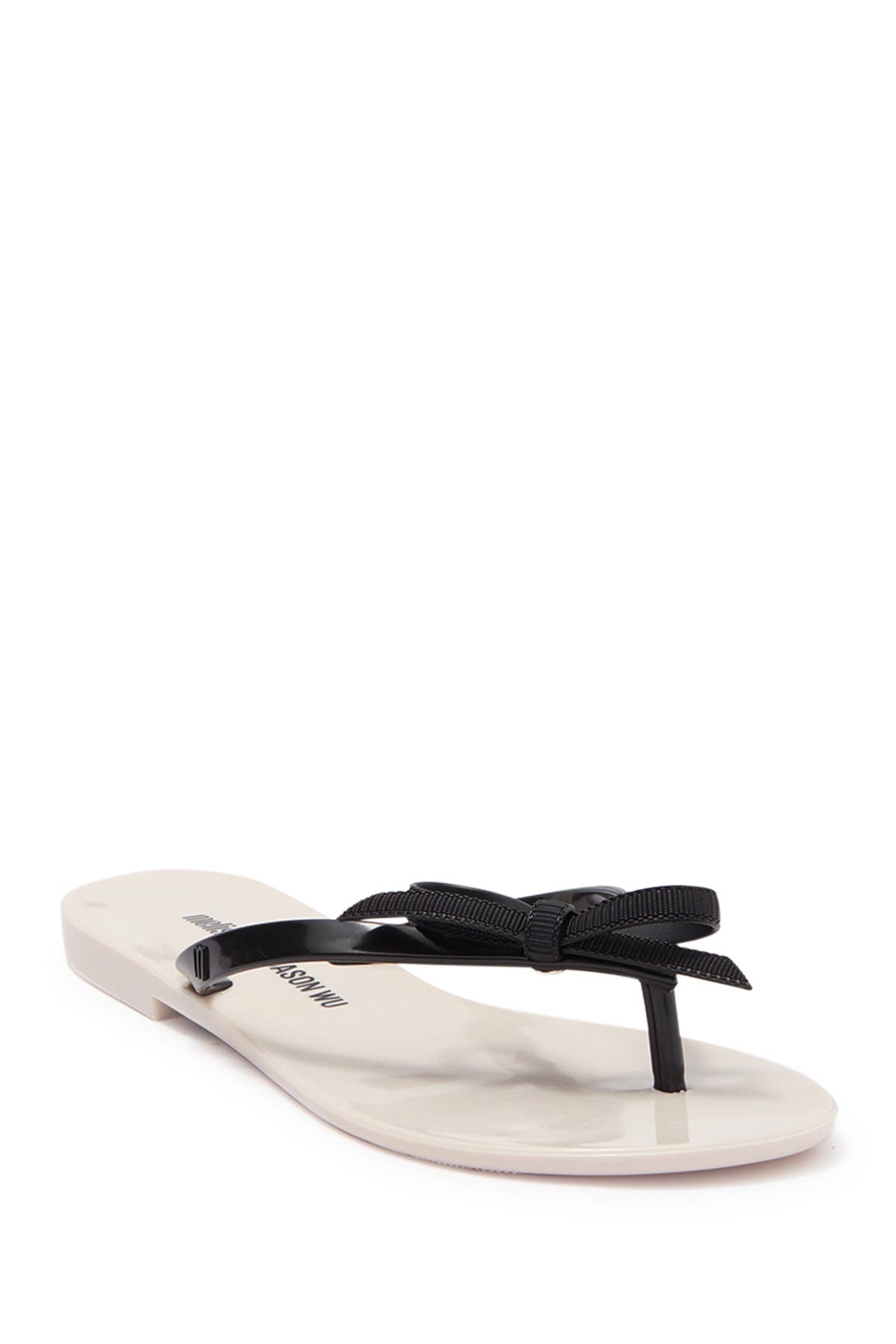 Harmonic Bow Jelly Flip Flop, Main, color, BEIGE/BLACK