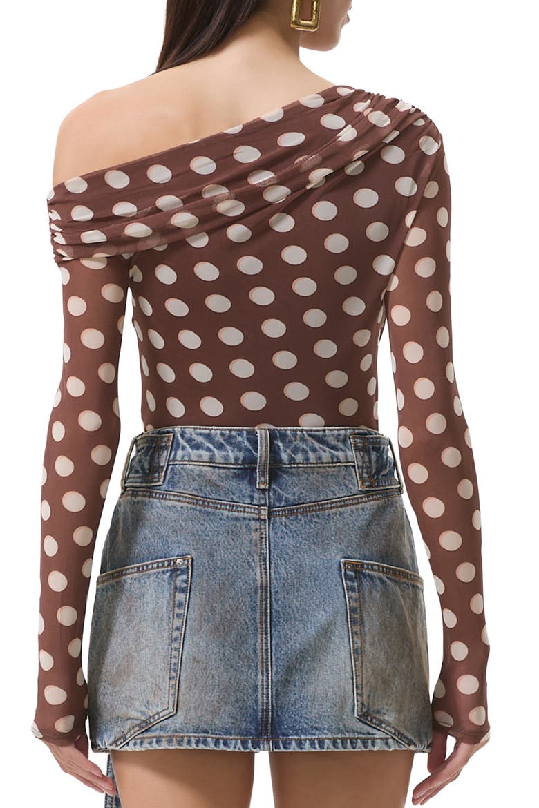 Barry One-Shoulder Mesh Top, Alternate, color, CHOCOLATE HALO DOT