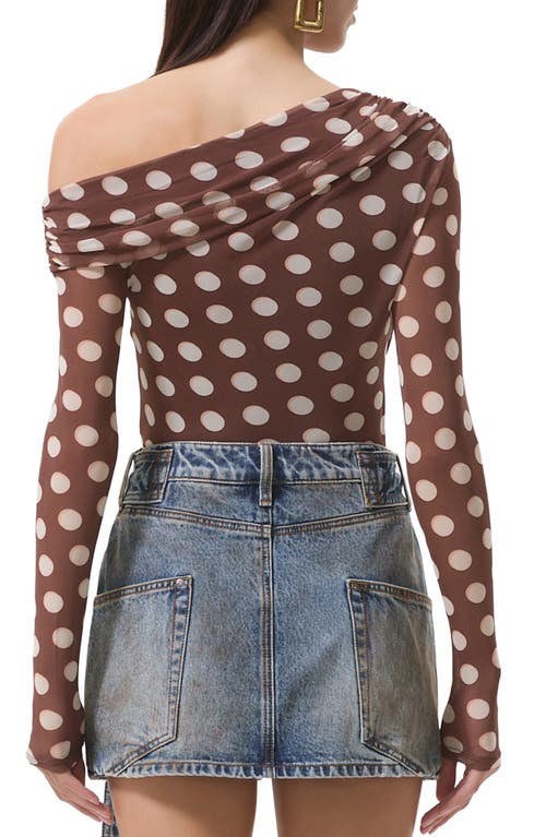 Afrm Barry One-shoulder Mesh Top In Brown