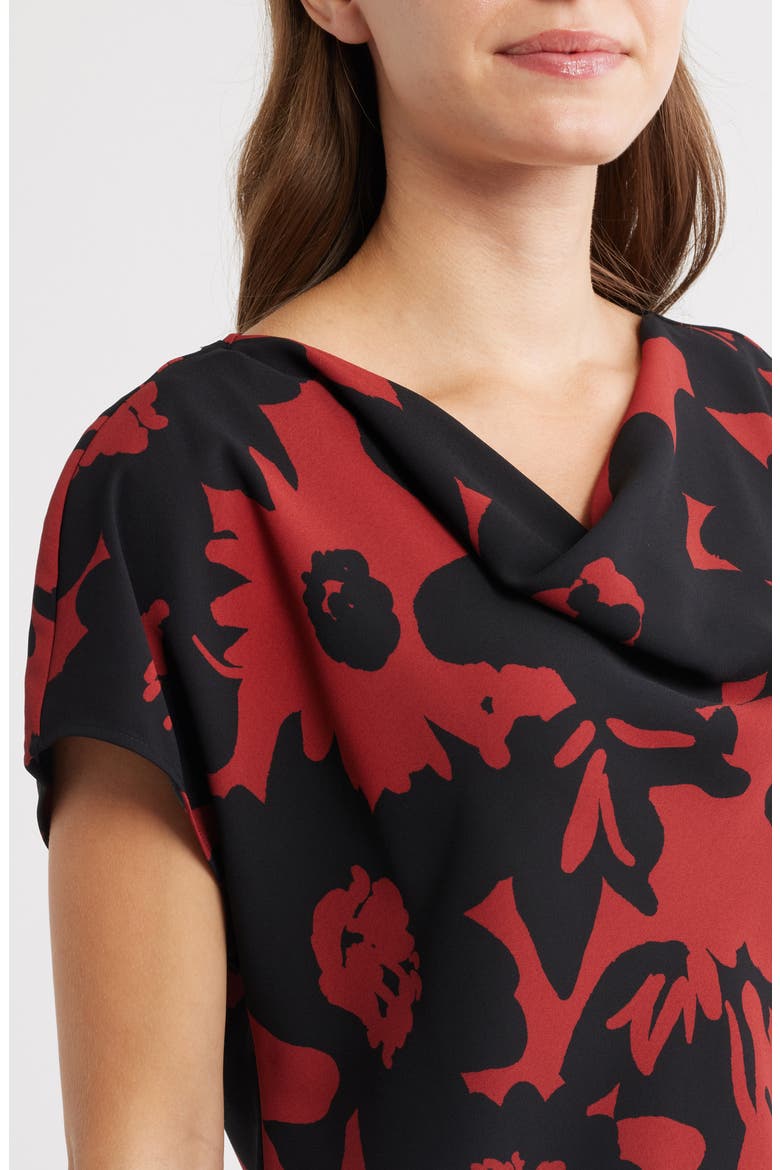 Floral Cowl Neck Top, Alternate, color, RUST/ANNE BLACK