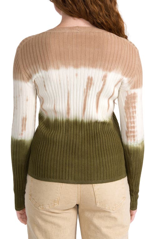 Seven7 Tie Dye Ribbed Cardigan In Capulet Olive Combo