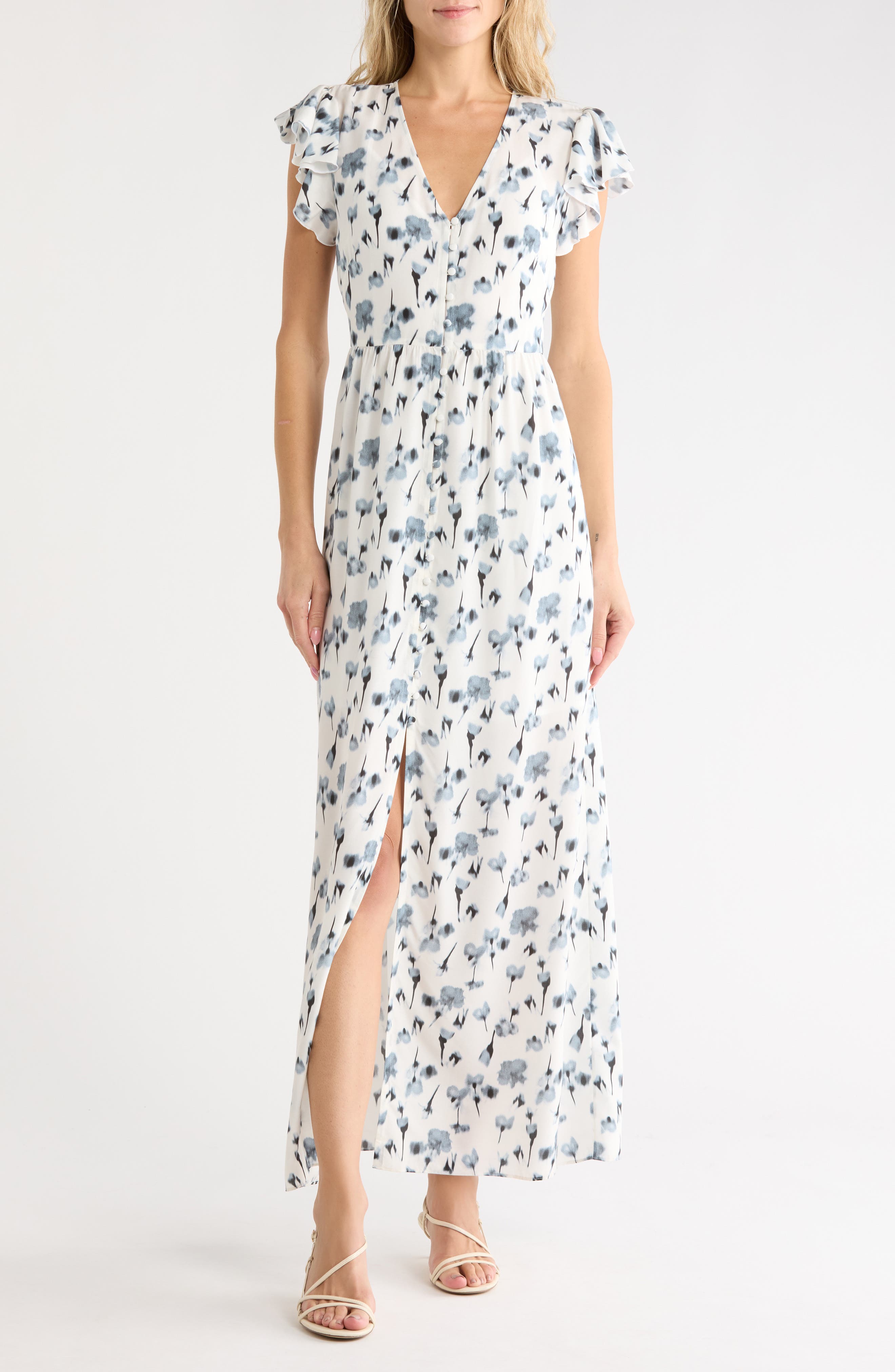 Raine Silk Blend Printed Maxi Dress