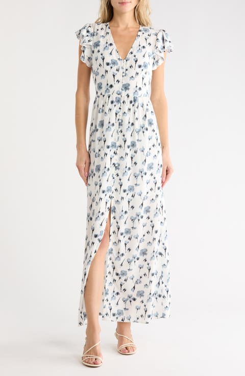 Raine Silk Blend Printed Maxi Dress