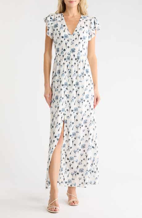 Raine Silk Blend Printed Maxi Dress