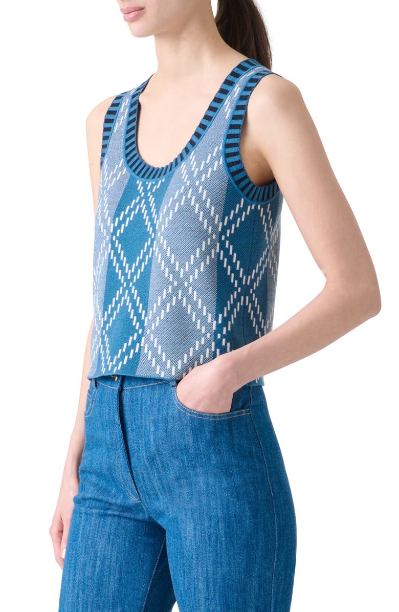 Akris punto Diamond Jacquard Sweater Tank, Alternate, color, Medium Blue-Multicolor