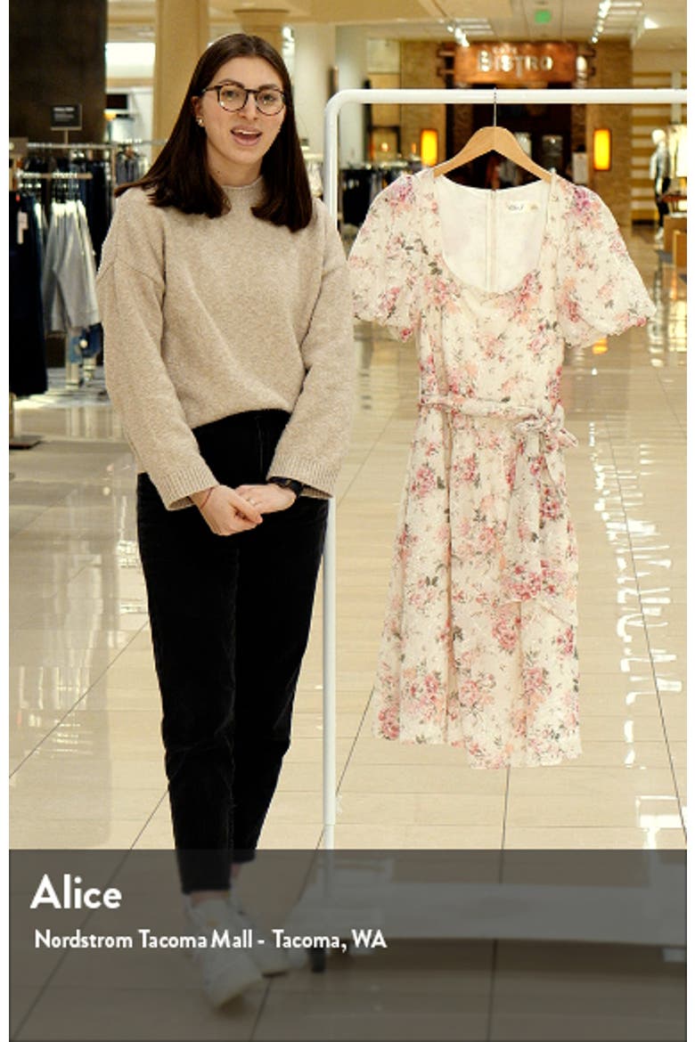 Floral Eyelet Puff Sleeve Midi Dress video