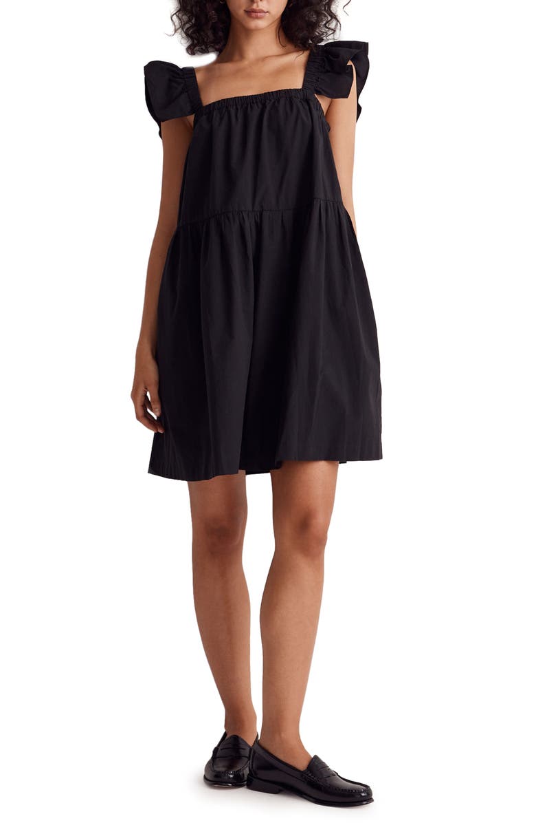 Madewell Flutter Sleeve Square Neck Cotton Dress, Main, color, 