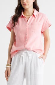Caslon® Cotton Gauze Button-Up Shirt
