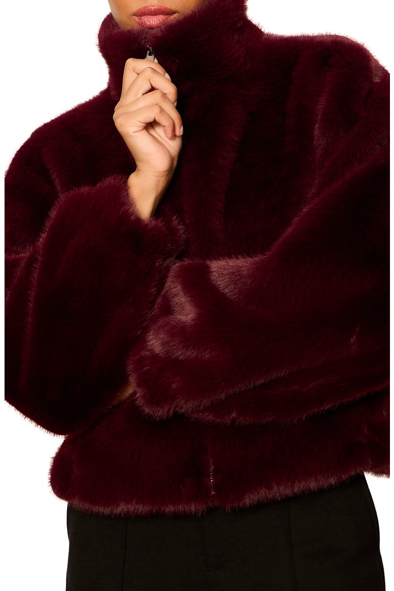 Everest Faux Fur Bomber Jacket, Alternate, color, BORDEAUX BURGUNDY