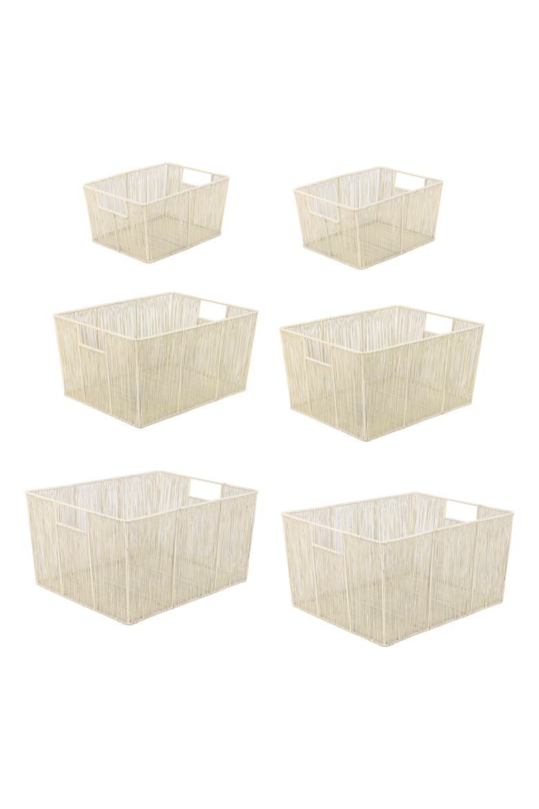 Sutton Modern Glam Handmade Wire Metal Nesting Storage Baskets, Main, color, Almond