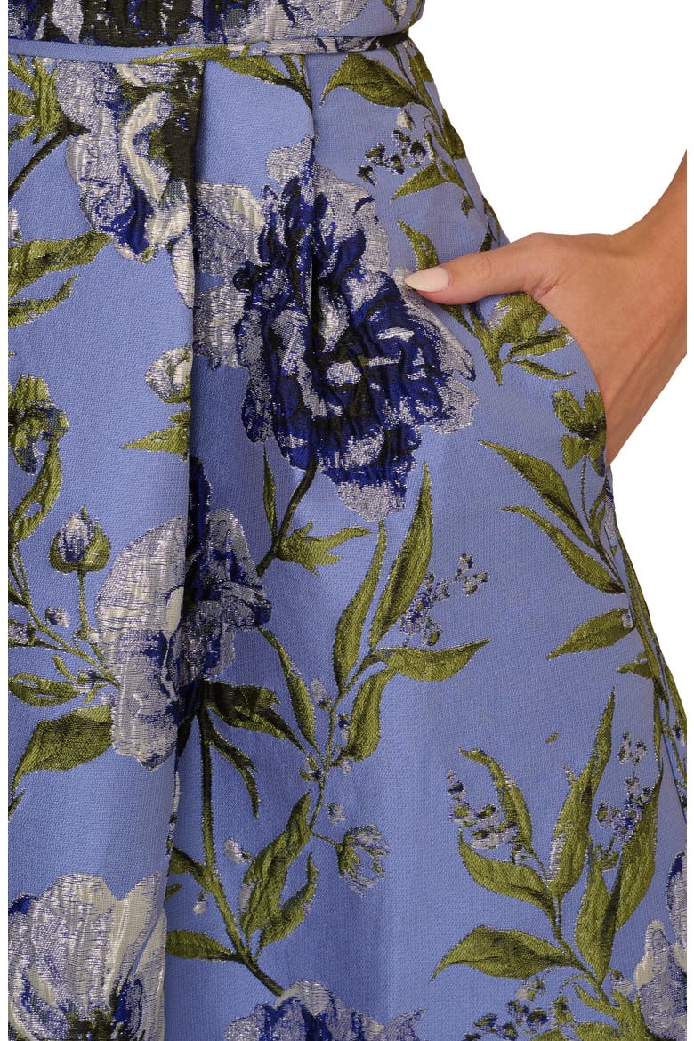 Floral Jacquard Cocktail Dress, Alternate, color, BLUE MULTI