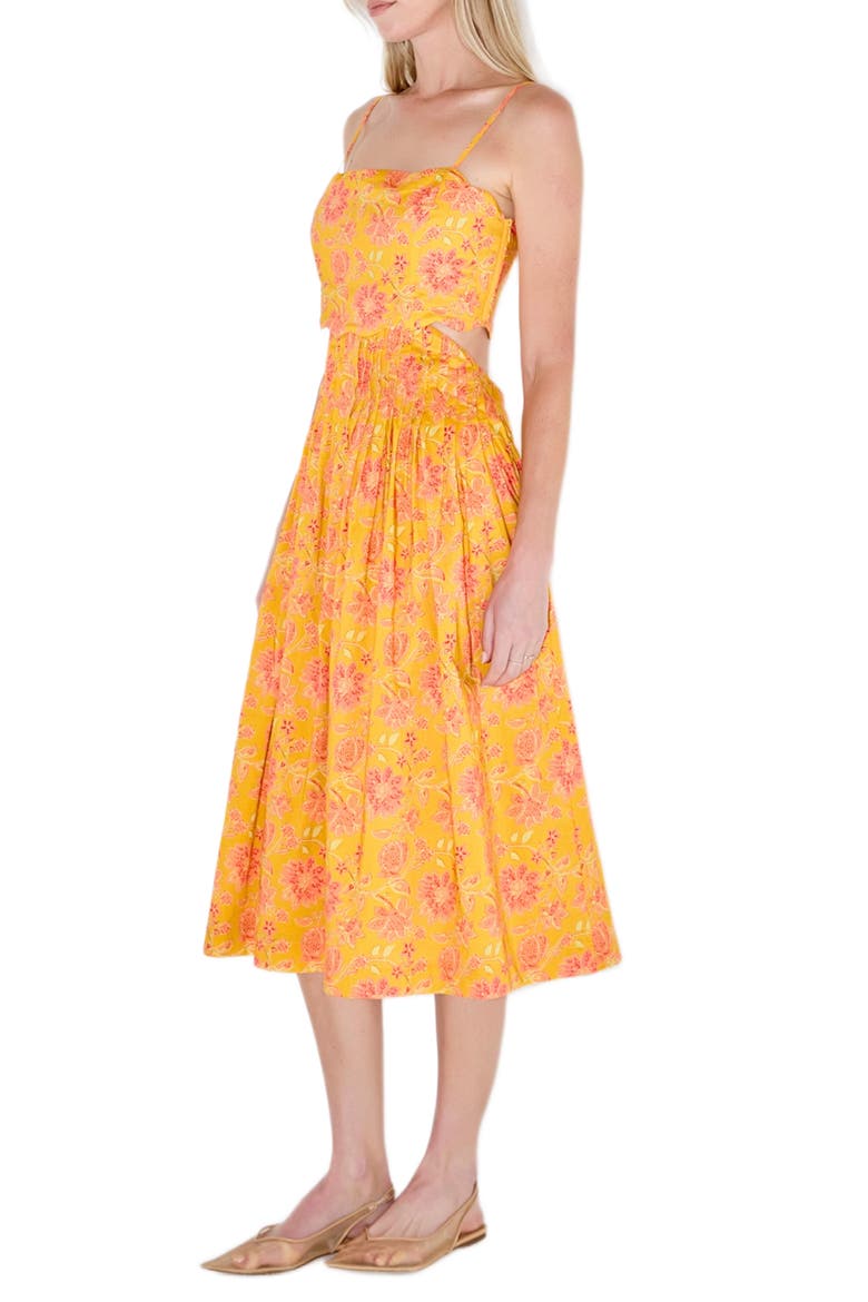 Floral Cutout Detail Cotton Sundress, Alternate, color, ORANGE MULTI