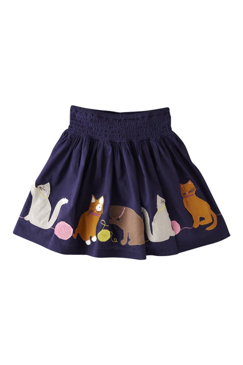 'Decorative' Cotton Voile Skirt, Main, color, TRUE NAVY CATS