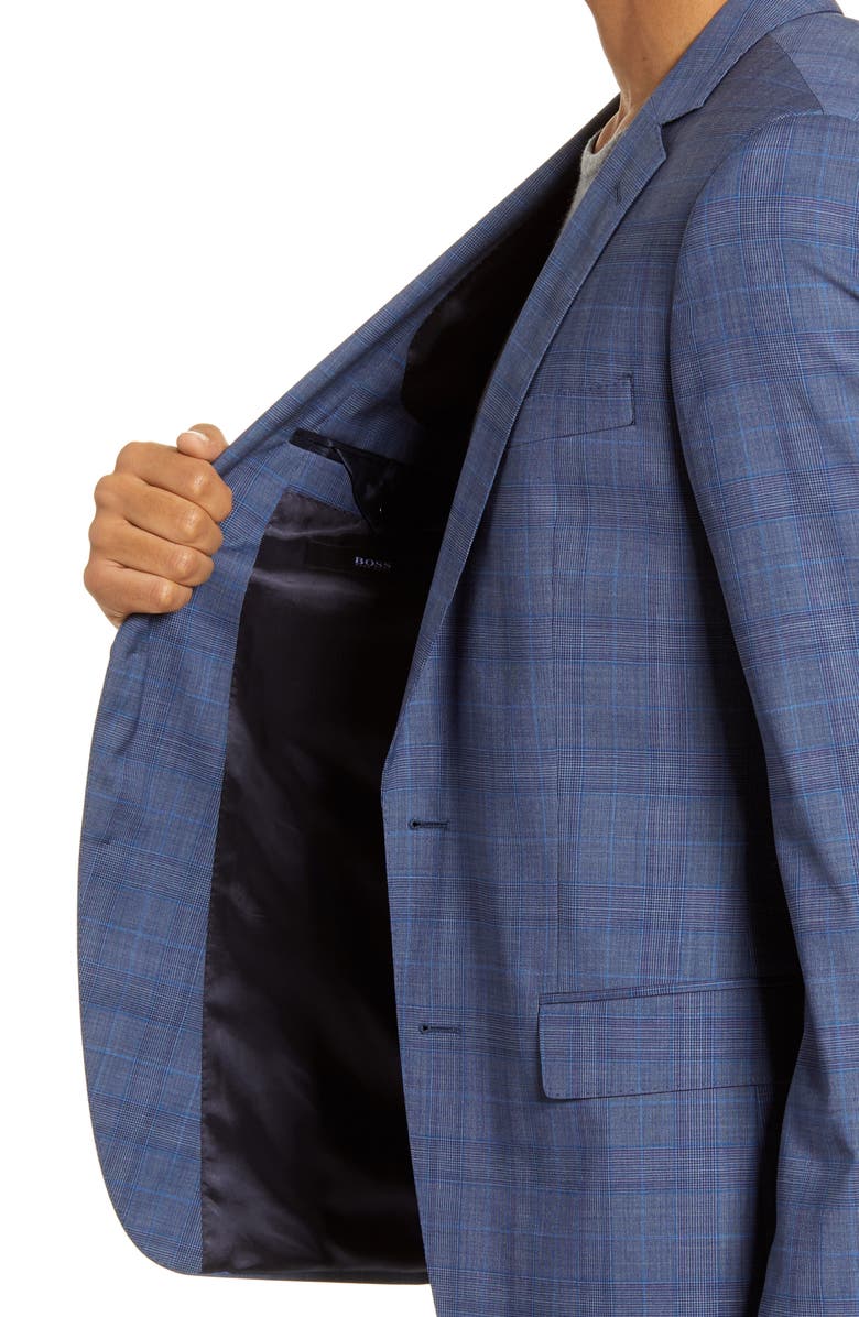 BOSS Huge/Genius Trim Fit Plaid Wool Suit, Alternate, color,