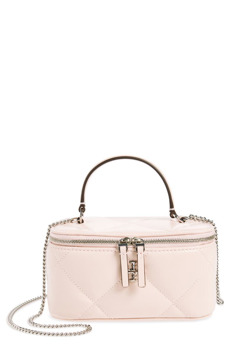 Tory Burch Kira Quilted Leather Vanity Case, Main, color, Soft Pink