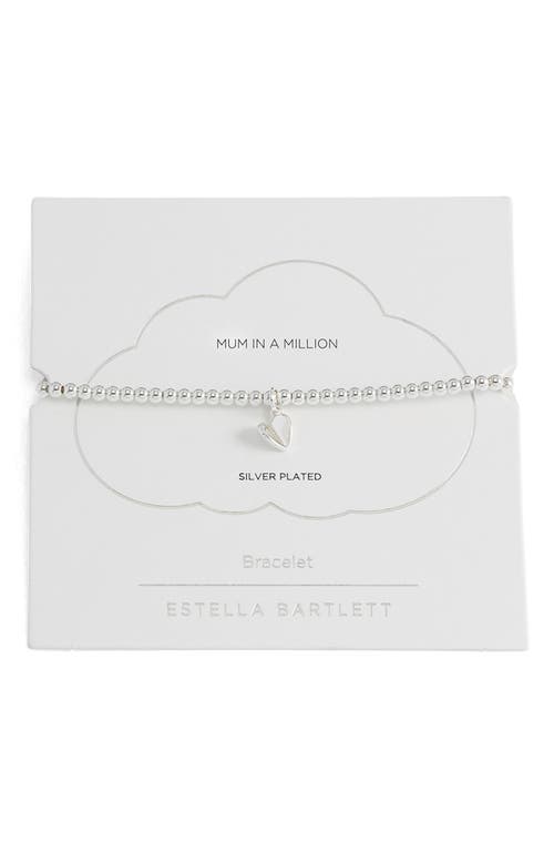 Estella Bartlett Sienna Folded Heart Beaded Stretch Bracelet In Silver