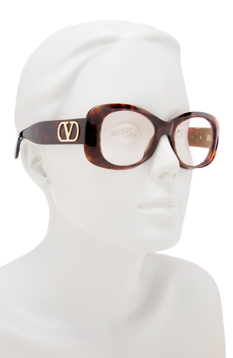 Valentino 46mm Oval Optical Glasses, Alternate, color, Havana Havana Transparent