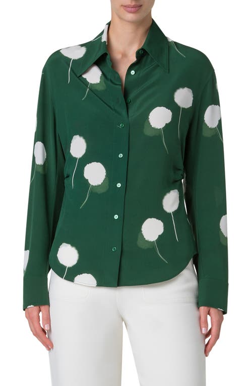 AKRIS AKRIS DANDELION PRINT SILK CREPE BUTTON-UP SHIRT