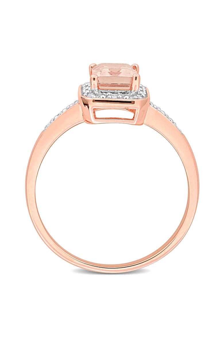 Emerald Cut Morganite & Diamond Halo Ring, Alternate, color, PINK