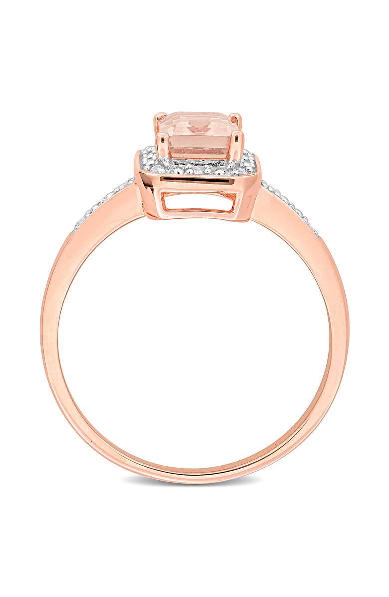 DELMAR Emerald Cut Morganite & Diamond Halo Ring, Alternate, color, Pink