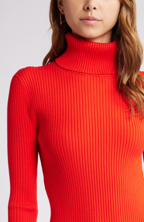 OPEN EDIT OPEN EDIT RIB LONG SLEEVE TURTLENECK SWEATER DRESS
