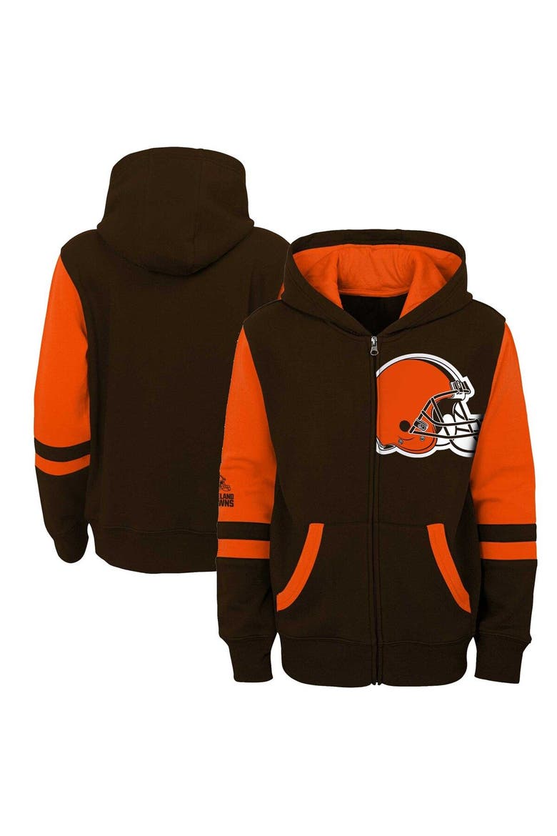 Youth Brown Cleveland Browns Stadium Full-Zip Hoodie, Main, color, Brown